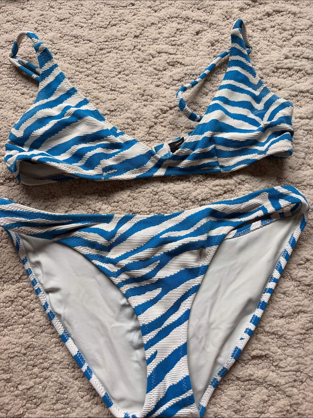 triangl swimwear Blue & White Zebra-Print Bikini Set